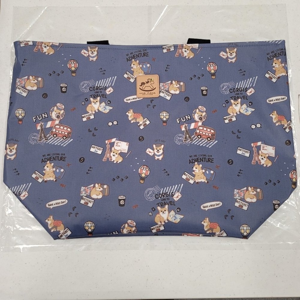 Waterproof Corgi Large Travel Tote Shoulder Bag - Picture 8 of 13